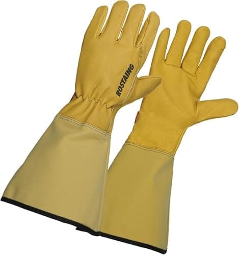 Gants de jardinage longs en cuir à manchette souple, modèle Rostaing Roseraie