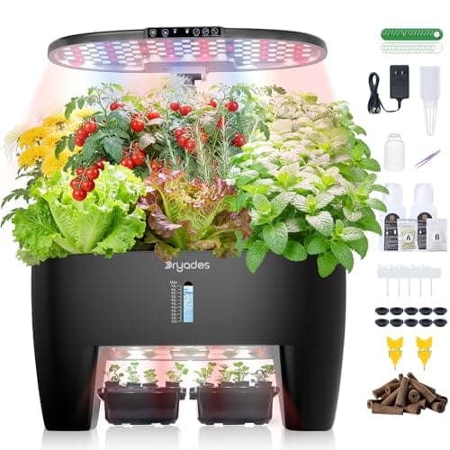 Potager d'intérieur hydroponique à deux niveaux avec lampe LED et seize capsules