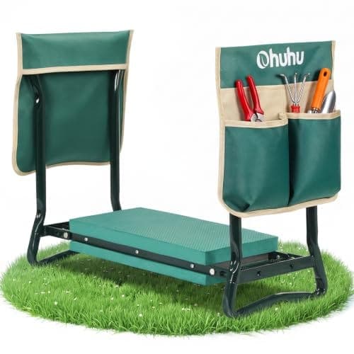 Banc agenouilloir et siège de jardin pliable avec coussin et deux sacs à outils