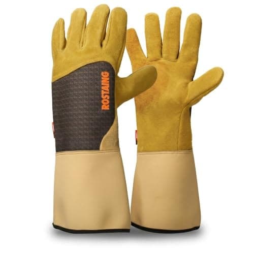 Gants de jardinage en cuir anti-épines à manchette longue, marque Rostaing