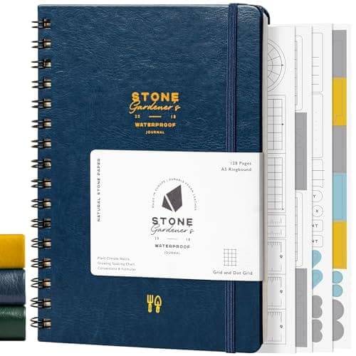 Carnet de jardinage Stone à reliure à anneaux et couverture bleu marine