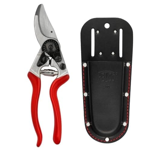 Sécateur Felco 8 et son étui en cuir noir 910, présentés ensemble
