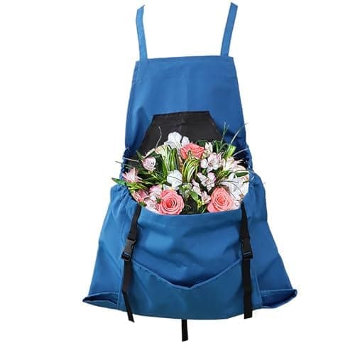 Tablier de jardinage en tissu Oxford avec grande poche de récolte et bretelles croisées