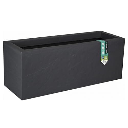 Jardinière rectangulaire gris anthracite à décor imitation pierre, de 79,5 cm de long